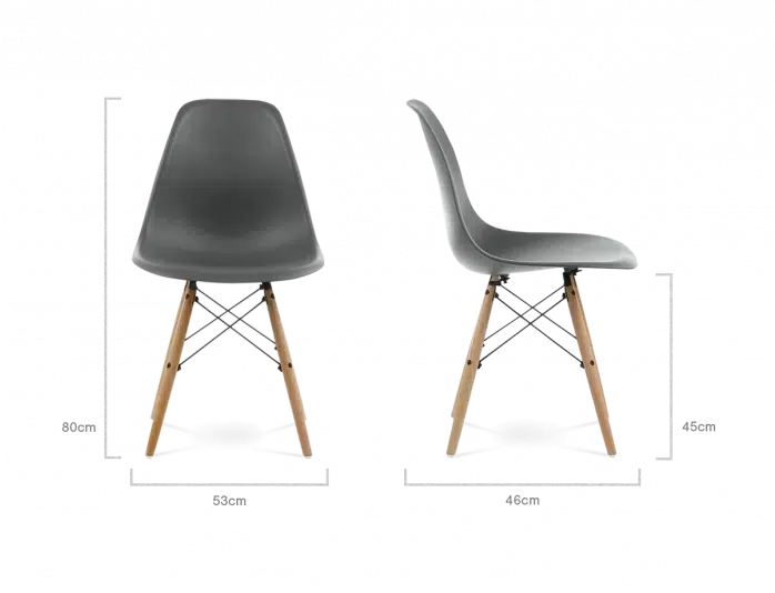 SALE Distinct Classic Mid-Century Design Dining Office Dark Grey Chair with braced Wooden Legs-Distinct Designs (London) Ltd