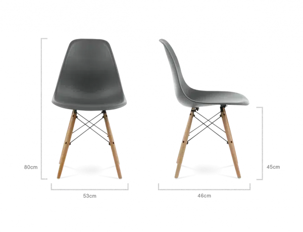 SALE Distinct Classic Mid-Century Design Dining Office Dark Grey Chair with braced Wooden Legs-Distinct Designs (London) Ltd