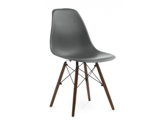Distinct Classic Mid-Century Design Dining Office Dark Grey Chair with choice of braced Wooden Legs-Distinct Designs (London) Ltd