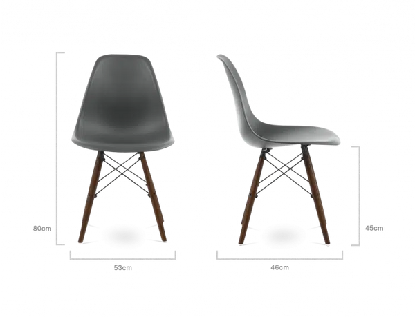 Distinct Classic Mid-Century Design Dining Office Dark Grey Chair with choice of braced Wooden Legs-Distinct Designs (London) Ltd