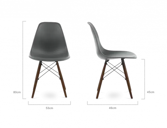 SALE Distinct Classic Mid-Century Design Dining Office Dark Grey Chair with braced Wooden Legs-Distinct Designs (London) Ltd