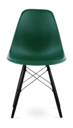 Distinct Classic Mid-Century Dining Office Emerald Green Chair with choice of braced Wooden Legs-Black Wood-Distinct Designs (London) Ltd