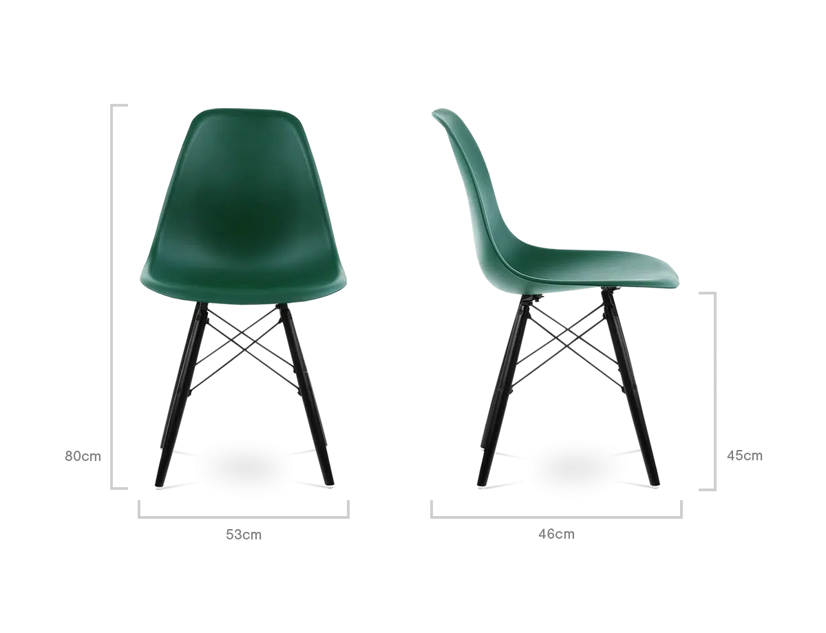 Distinct Classic Mid-Century Dining Office Emerald Green Chair with choice of braced Wooden Legs-Distinct Designs (London) Ltd
