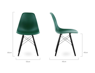 Distinct Classic Mid-Century Dining Office Emerald Green Chair with choice of braced Wooden Legs-Distinct Designs (London) Ltd