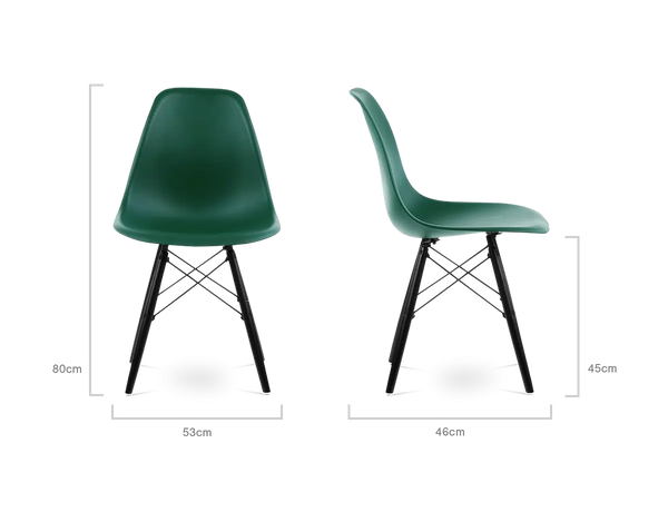 Distinct Classic Mid-Century Dining Office Emerald Green Chair with choice of braced Wooden Legs-Distinct Designs (London) Ltd