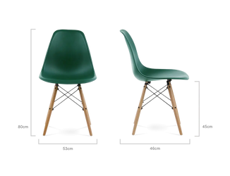 Distinct Classic Mid-Century Dining Office Emerald Green Chair with choice of braced Wooden Legs-Distinct Designs (London) Ltd