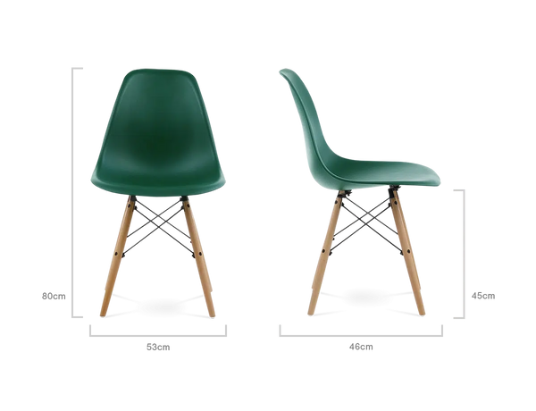 Distinct Classic Mid-Century Dining Office Emerald Green Chair with choice of braced Wooden Legs-Distinct Designs (London) Ltd