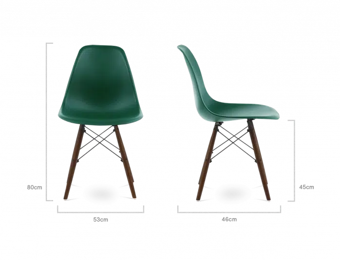 Distinct Classic Mid-Century Dining Office Emerald Green Chair with choice of braced Wooden Legs-Distinct Designs (London) Ltd