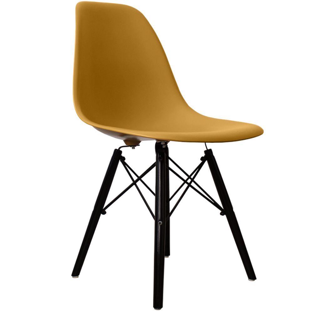 Distinct Classic Mid-Century Design Dining Office Gold Yellow Chair with choice of braced Wooden Leg-Distinct Designs (London) Ltd