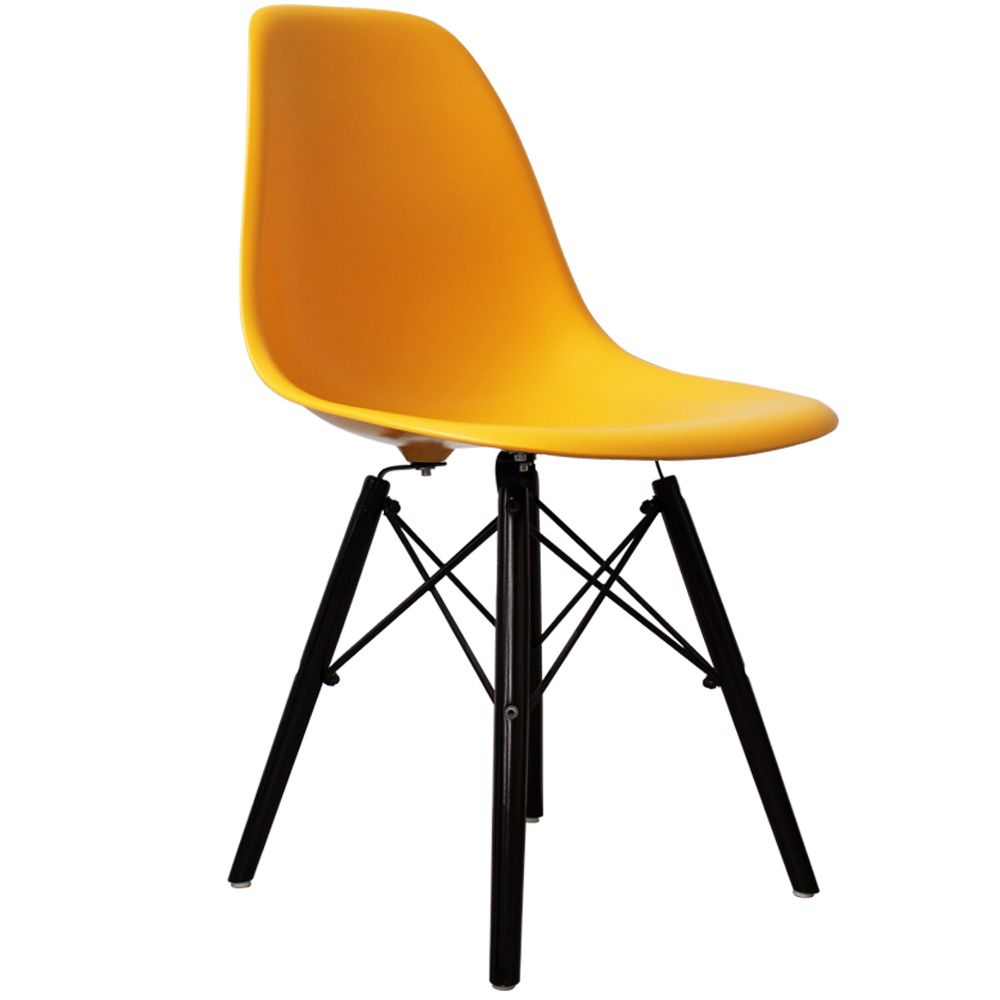 Distinct Classic Mid-Century style Dining Office Honey Yellow Chair with choice of braced Wooden Leg-Distinct Designs (London) Ltd