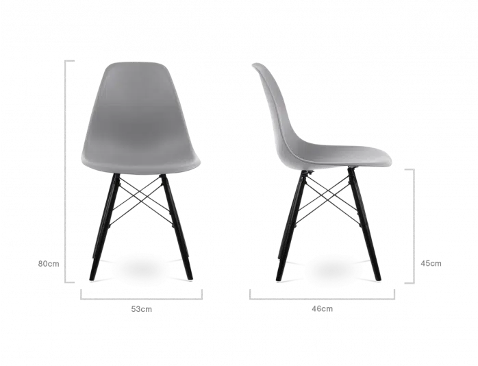 Distinct Classic Mid-Century Design Dining Office Light Grey Chair with choice of braced Wooden Legs-Distinct Designs (London) Ltd