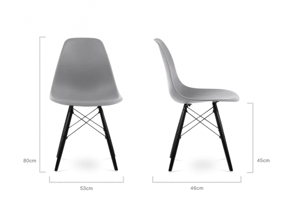 Distinct Classic Mid-Century Design Dining Office Light Grey Chair with choice of braced Wooden Legs-Distinct Designs (London) Ltd