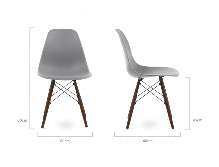 Distinct Classic Mid-Century Design Dining Office Light Grey Chair with choice of braced Wooden Legs-Distinct Designs (London) Ltd