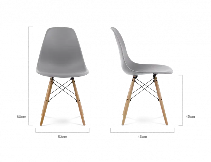 Distinct Classic Mid-Century Design Dining Office Light Grey Chair with choice of braced Wooden Legs-Distinct Designs (London) Ltd