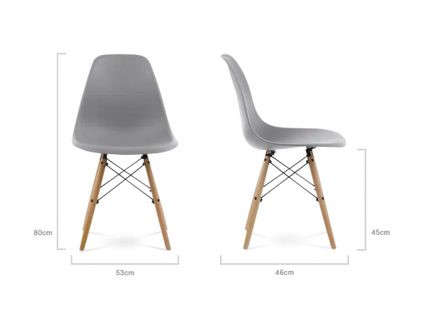 Distinct Classic Mid-Century Design Dining Office Light Grey Chair with choice of braced Wooden Legs-Distinct Designs (London) Ltd