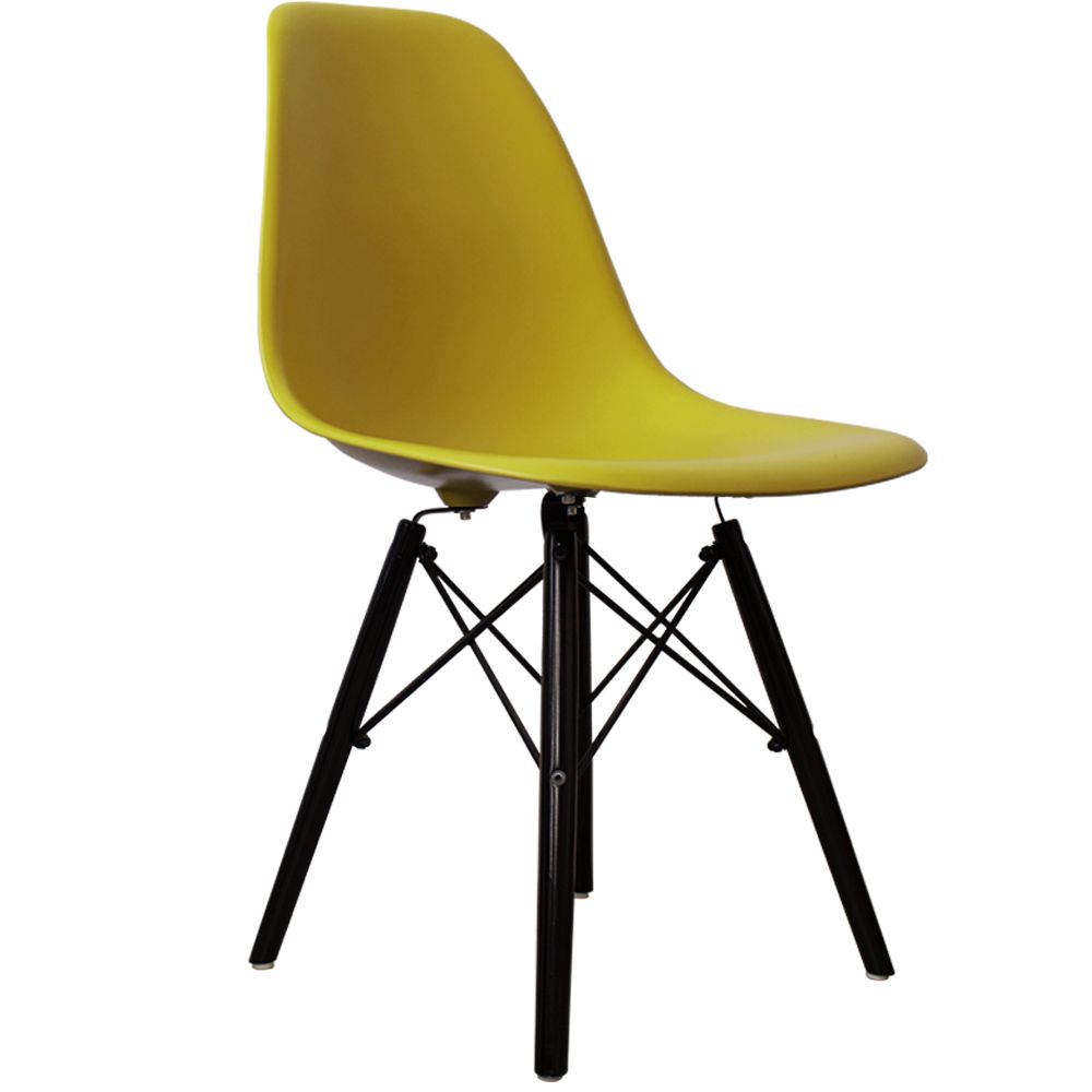 Distinct Classic Mid-Century Dining Office Mustard Yellow Chair with choice of braced Wooden Legs-Distinct Designs (London) Ltd