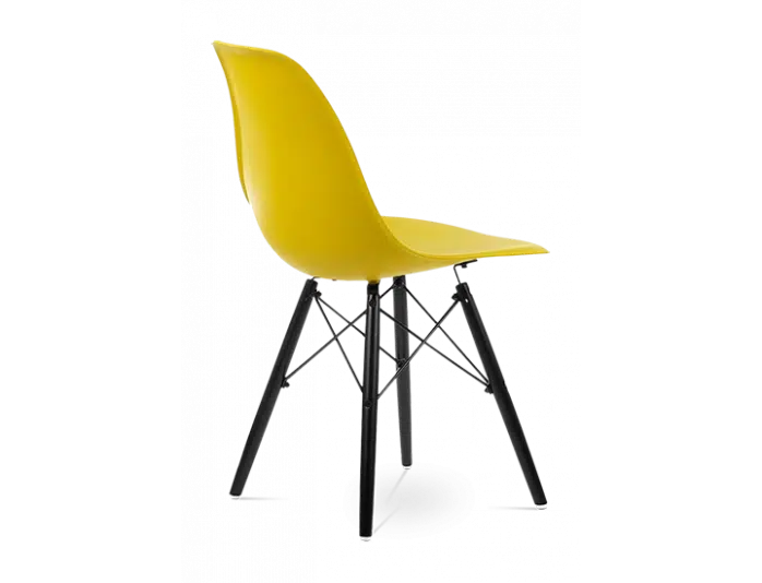 Distinct Classic Mid-Century Dining Office Sunshine Yellow Chair with choice of braced Wooden Legs-Distinct Designs (London) Ltd
