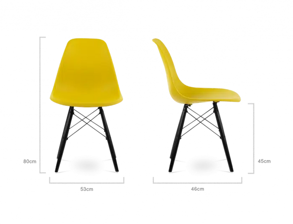Distinct Classic Mid-Century Dining Office Sunshine Yellow Chair with choice of braced Wooden Legs-Distinct Designs (London) Ltd
