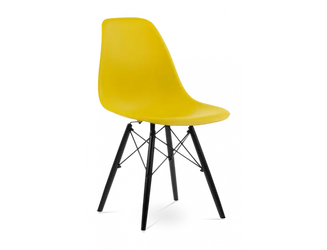Distinct Classic Mid-Century Dining Office Sunshine Yellow Chair with choice of braced Wooden Legs-Distinct Designs (London) Ltd