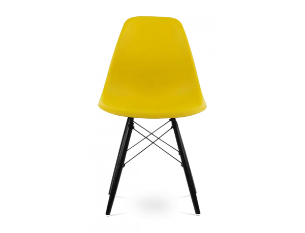 Distinct Classic Mid-Century Dining Office Sunshine Yellow Chair with choice of braced Wooden Legs-Black Wood-Distinct Designs (London) Ltd