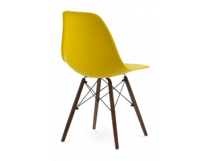 Distinct Classic Mid-Century Dining Office Sunshine Yellow Chair with choice of braced Wooden Legs-Distinct Designs (London) Ltd