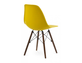 Distinct Classic Mid-Century Dining Office Sunshine Yellow Chair with choice of braced Wooden Legs-Distinct Designs (London) Ltd