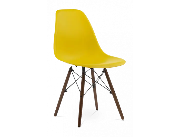 Distinct Classic Mid-Century Dining Office Sunshine Yellow Chair with choice of braced Wooden Legs-Distinct Designs (London) Ltd