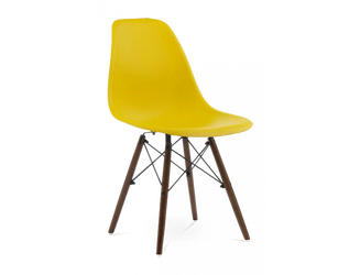 Distinct Classic Mid-Century Dining Office Sunshine Yellow Chair with choice of braced Wooden Legs-Distinct Designs (London) Ltd