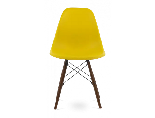 Distinct Classic Mid-Century Dining Office Sunshine Yellow Chair with choice of braced Wooden Legs-Walnut-Distinct Designs (London) Ltd