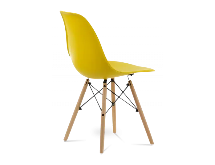 Distinct Classic Mid-Century Dining Office Sunshine Yellow Chair with choice of braced Wooden Legs-Distinct Designs (London) Ltd