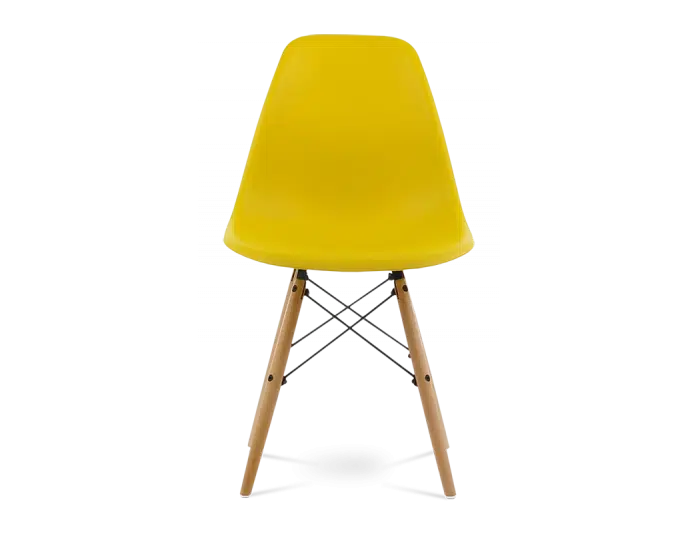 Distinct Classic Mid-Century Dining Office Sunshine Yellow Chair with choice of braced Wooden Legs-Natural Beach-Distinct Designs (London) Ltd