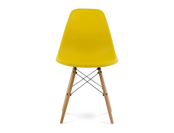 Distinct Classic Mid-Century Dining Office Sunshine Yellow Chair with choice of braced Wooden Legs-Natural Beach-Distinct Designs (London) Ltd