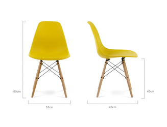 Distinct Classic Mid-Century Dining Office Sunshine Yellow Chair with choice of braced Wooden Legs-Distinct Designs (London) Ltd