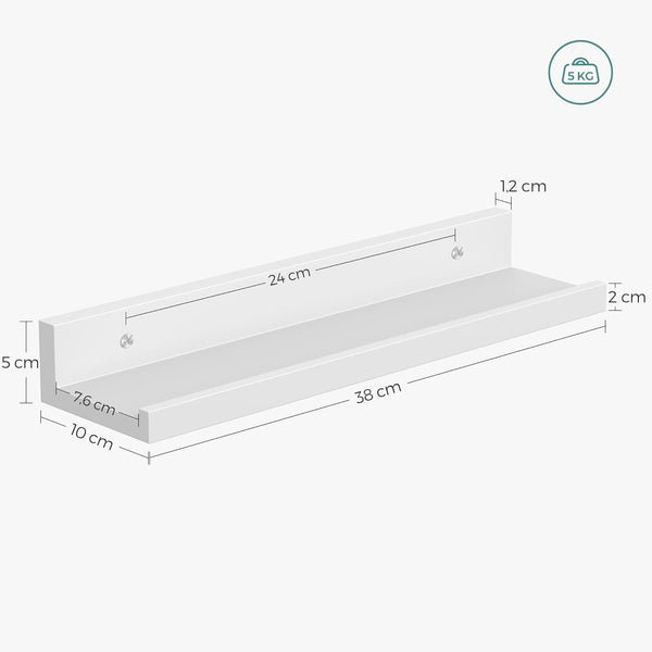 Floating Shelves as a Set of 3 Wall Shelves, for Photo displays, Living Room, Home Office, Bathroom, Kitchen, Gloss White-Gloss White-38x10x2-Distinct Designs (London) Ltd