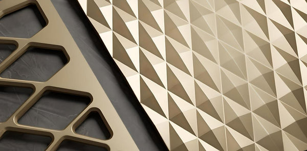 Decorative 3D Textured Feature Wall Panels in Gold Finish with DIAMOND Design Continuous Pattern-Distinct Designs (London) Ltd