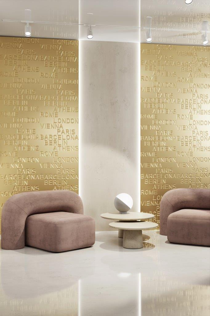 Decorative 3D Textured Feature Wall Panels in Gold Finish with DIAMOND Design Continuous Pattern-Distinct Designs (London) Ltd