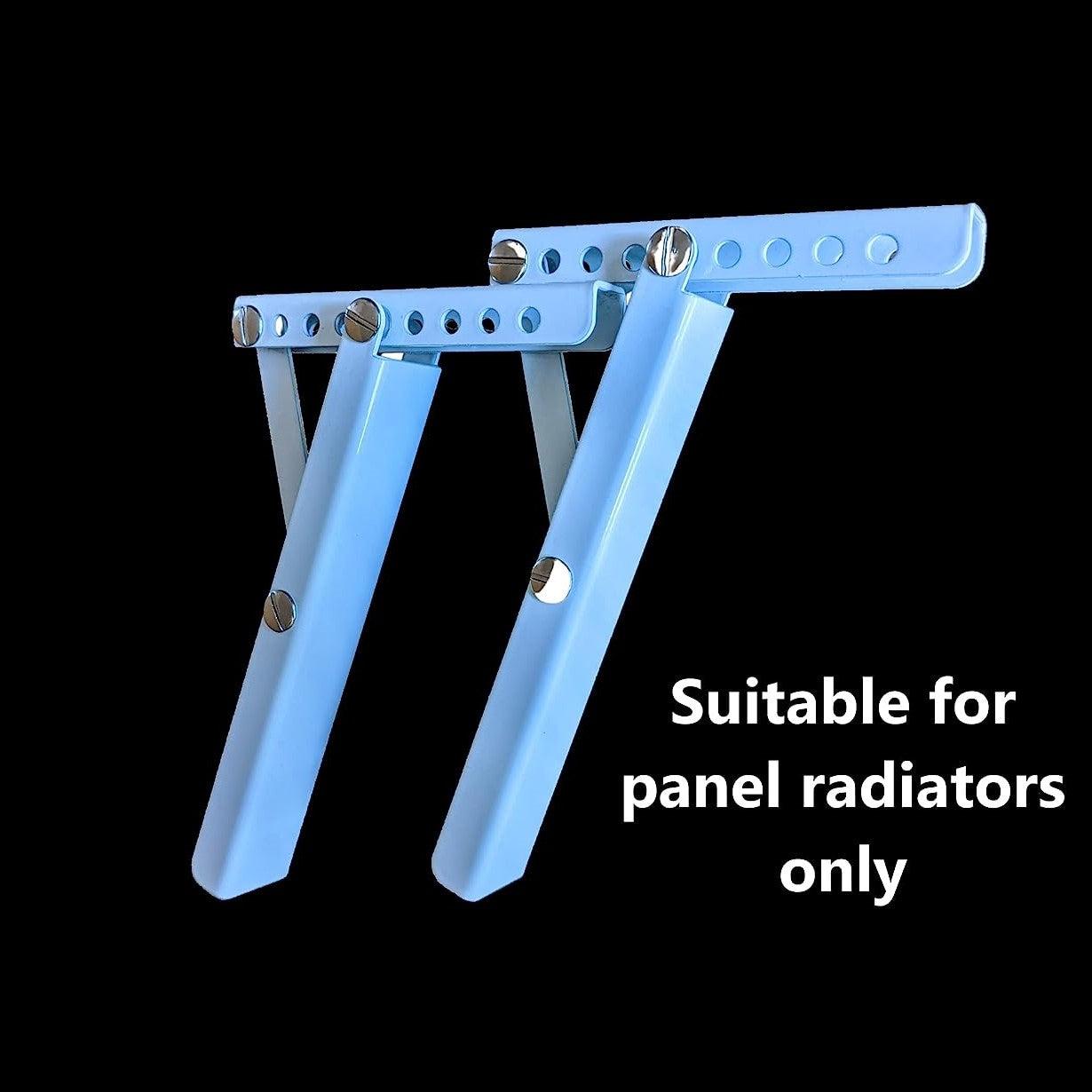 Heavy Duty Radiator Shelf Bracket Drill Free Installation White Metal Height Adjustable Fitting Pk 2-Distinct Designs (London) Ltd