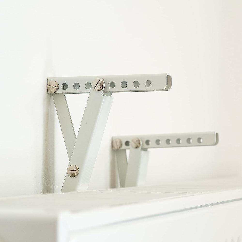 Heavy Duty Radiator Shelf Bracket Drill Free Installation White Metal Height Adjustable Fitting Pk 2-Distinct Designs (London) Ltd