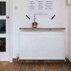 Heavy Duty Radiator Shelf Bracket Drill Free Installation White Metal Height Adjustable Fitting Pk 2-Distinct Designs (London) Ltd