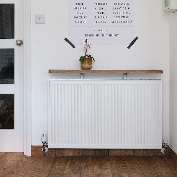 Heavy Duty Radiator Shelf Bracket Drill Free Installation White Metal Height Adjustable Fitting Pk 2-Distinct Designs (London) Ltd