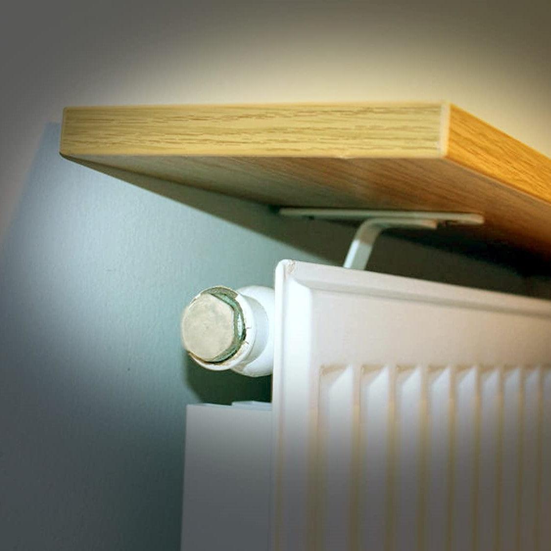 Easy Fit Radiator Shelf Brackets Drill Free Installation White Coated Steel Fitting Pk 2-Distinct Designs (London) Ltd