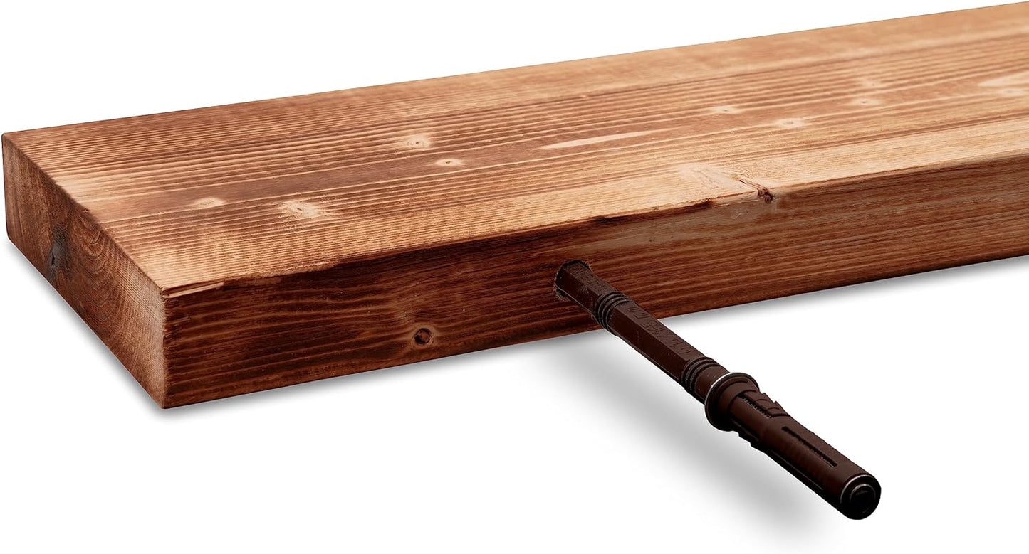 Floating Shelves Scandinavian spruce, wall mounted hanging, invisible brackets (included). 60cm to 100cm wide options-Distinct Designs (London) Ltd