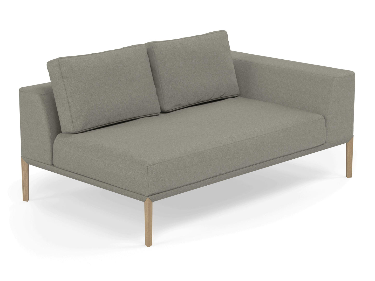 Modern 2 Seater Chaise Lounge Style Sofa with Left Armrest in Silver Grey Fabric-Distinct Designs (London) Ltd