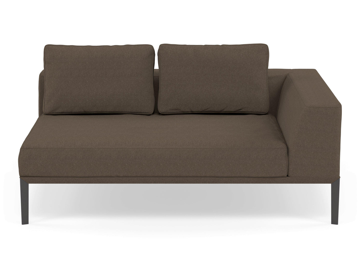 Modern 2 Seater Chaise Lounge Style Sofa with Left Armrest in Coffee Brown Fabric-Wenge Oak-Distinct Designs (London) Ltd