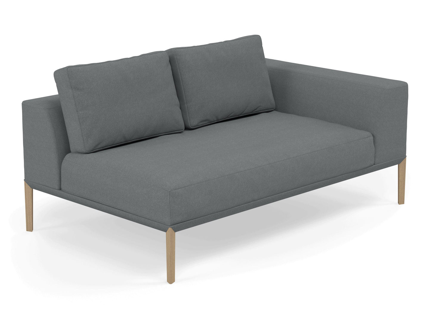 Modern 2 Seater Chaise Lounge Style Sofa with Left Armrest in Sea Spray Blue Fabric-Distinct Designs (London) Ltd