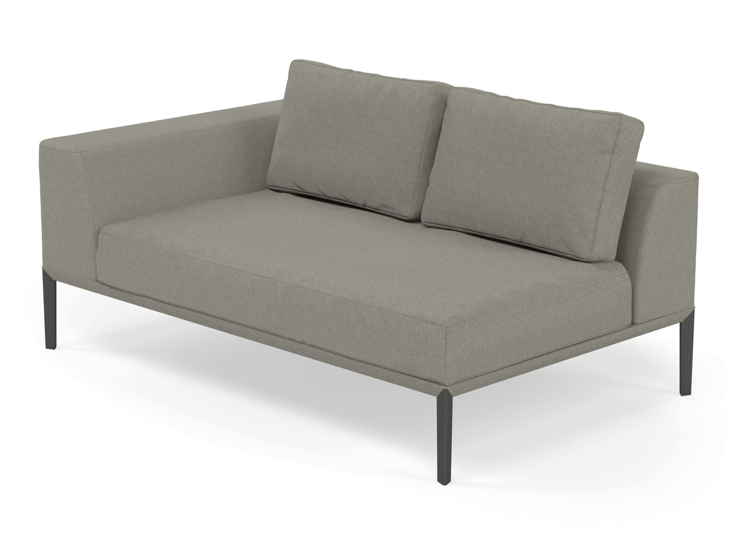 Modern 2 Seater Chaise Lounge Style Sofa with Right Armrest in Silver Grey Fabric-Distinct Designs (London) Ltd