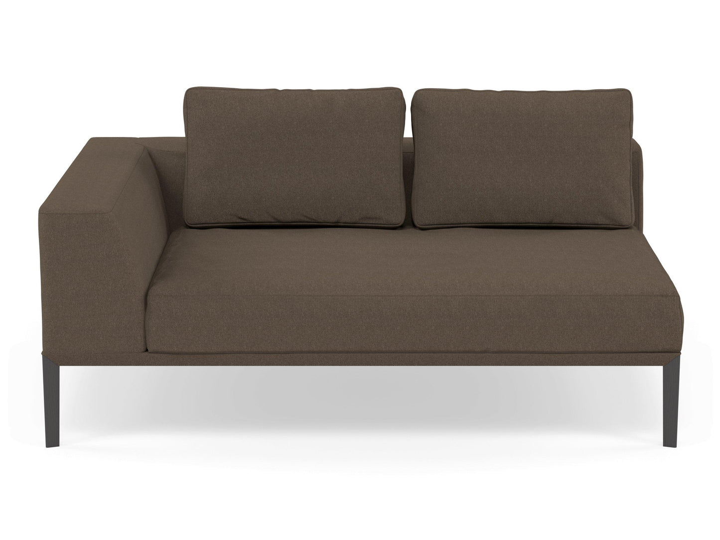 Modern 2 Seater Chaise Lounge Style Sofa with Right Armrest in Coffee Brown Fabric-Wenge Oak-Distinct Designs (London) Ltd