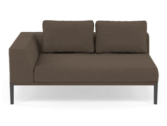 Modern 2 Seater Chaise Lounge Style Sofa with Right Armrest in Coffee Brown Fabric-Wenge Oak-Distinct Designs (London) Ltd