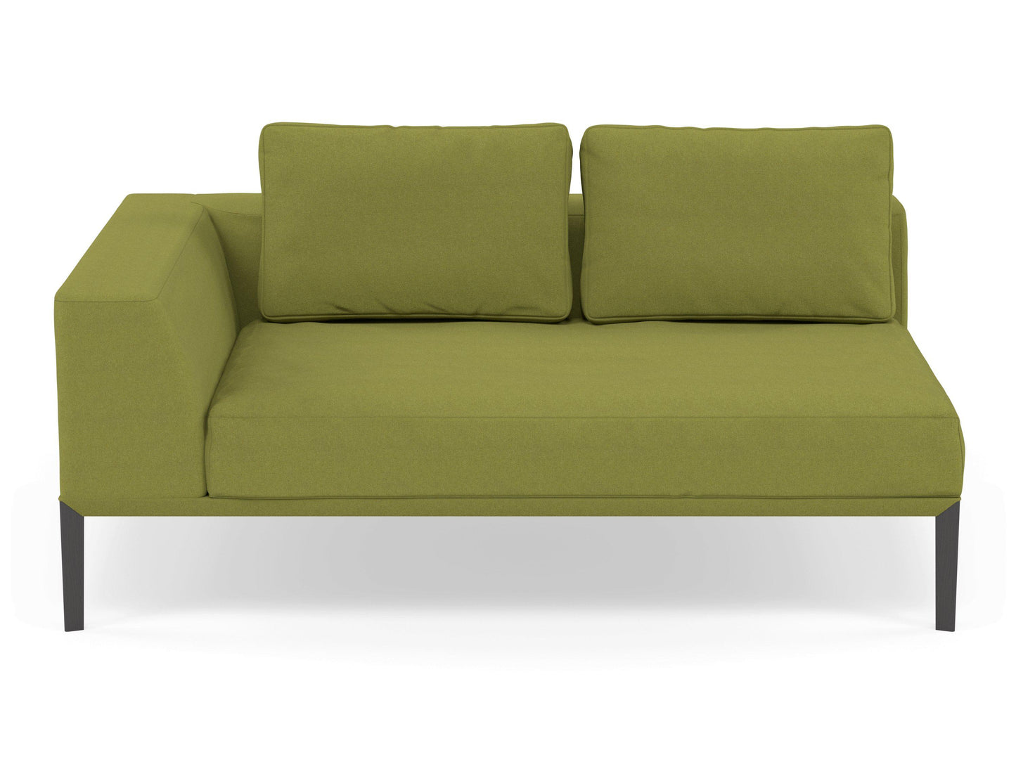 Modern 2 Seater Chaise Lounge Style Sofa with Right Armrest in Lime Green Fabric-Wenge Oak-Distinct Designs (London) Ltd