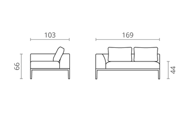 Modern 2 Seater Chaise Lounge Style Sofa with Right Armrest in Silver Grey Fabric-Distinct Designs (London) Ltd